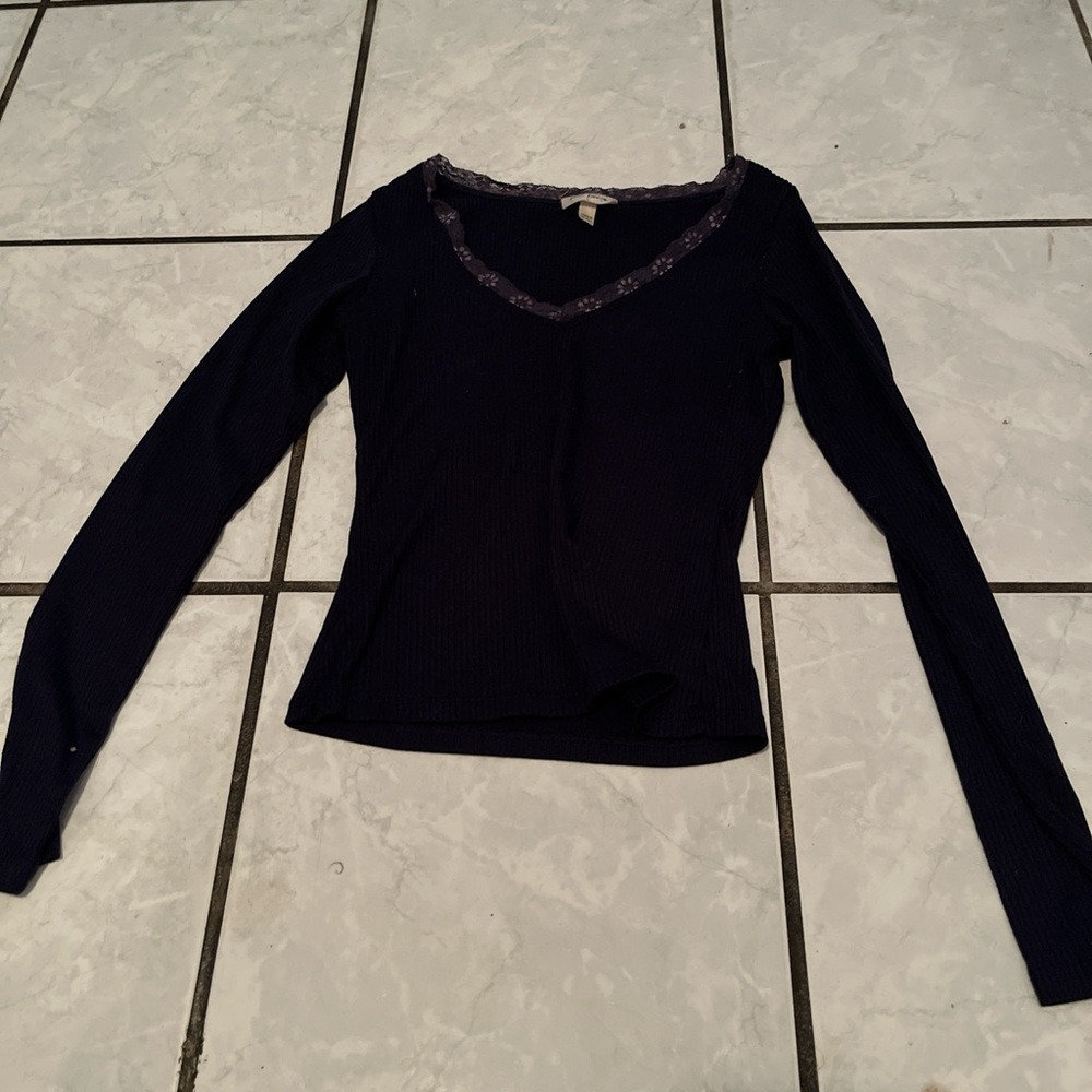Women's Navy Long Sleeve Top